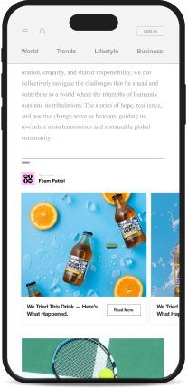 A carousel of product ads inside a mobile news article